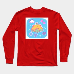 Yellow frog (blue background) Long Sleeve T-Shirt